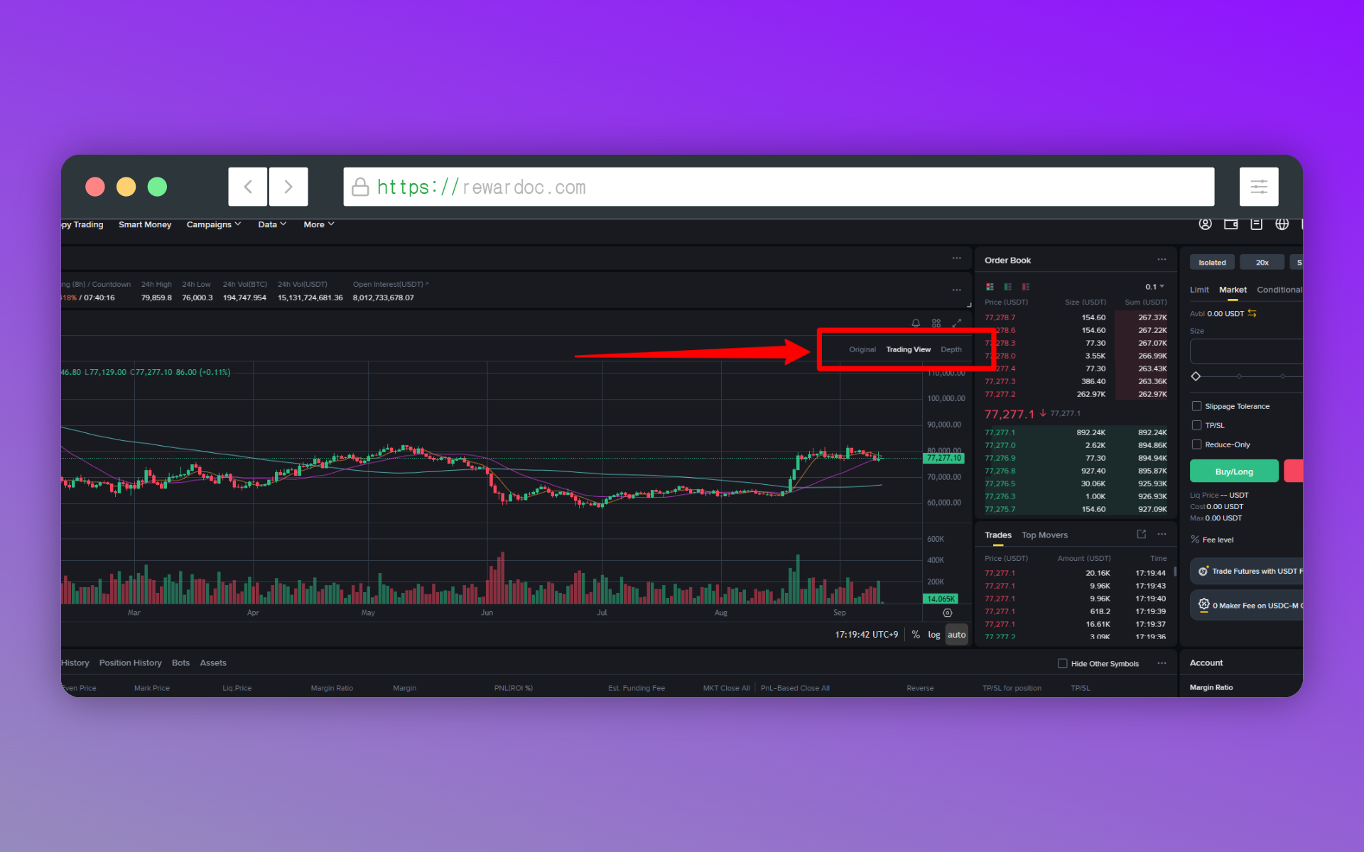 Den Chart auf den Trading-View-Modus umstellen