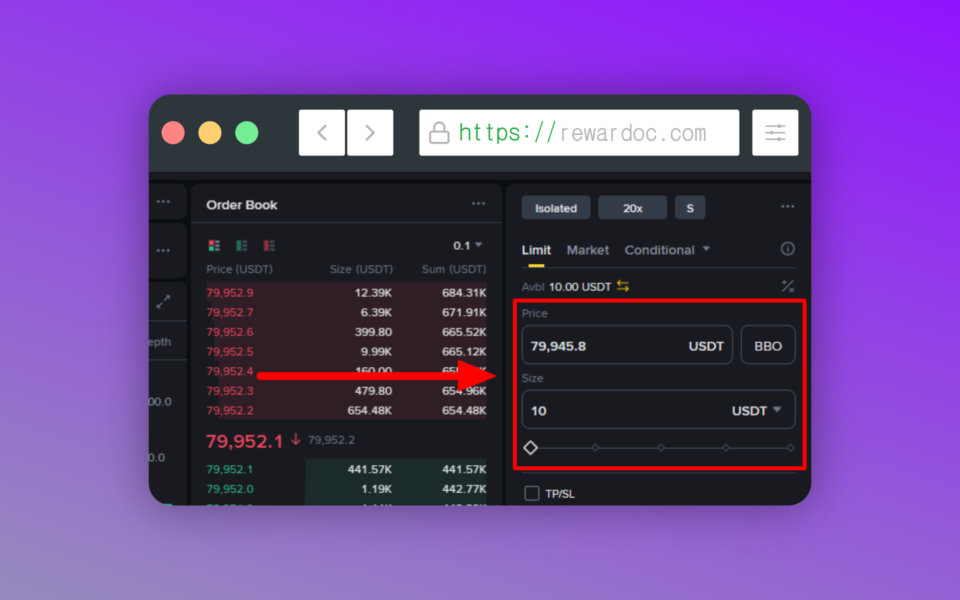 Size input and the percentage slider