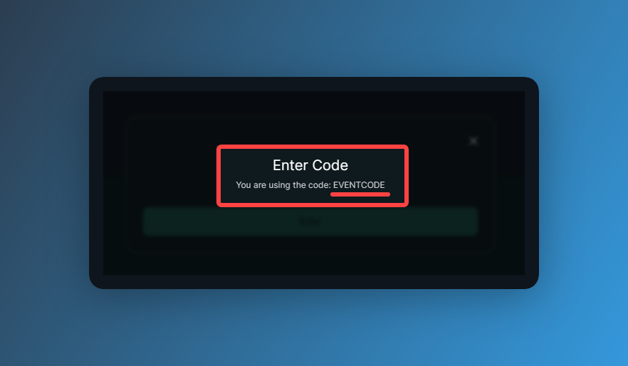 Bestätigung, dass der Referral-Code (EVENTCODE) korrekt hinterlegt ist.
